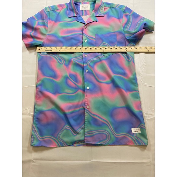 DUVIN Mens Small Button Up Shirt Short Sleeve Trippy Swirl Print Casual Beach - Picture 8 of 11